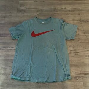 Light Blue Big Nike Swoosh t-shirt